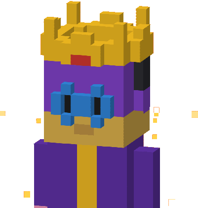 Worlder number 3584, Legendary tier: Gold crown, Bun purple, Round specs, Wizard robe, Headphones, Divine